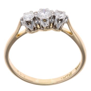 18ct Yellow Gold 0.40ct Brilliant Cut Diamond Trilogy Ring