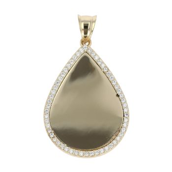 14ct Yellow Gold Teardrop Cubic Zirconia Fob Pendant