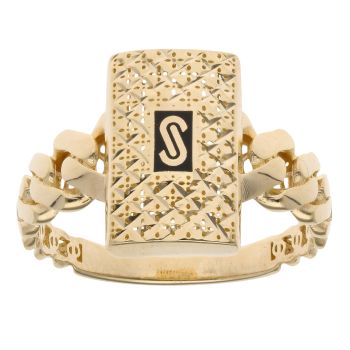 14ct Yellow Gold Monaco Classic Flex Patterned Signet Ring