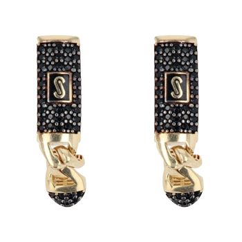 14ct Yellow Gold Monaco Classic Black Cubic Zirconia Pave Drop Earrings