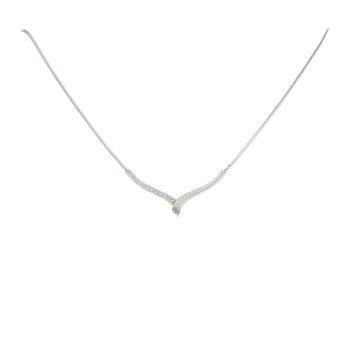 9ct White Gold 0.05ct Diamond Pendant And Chain 18"