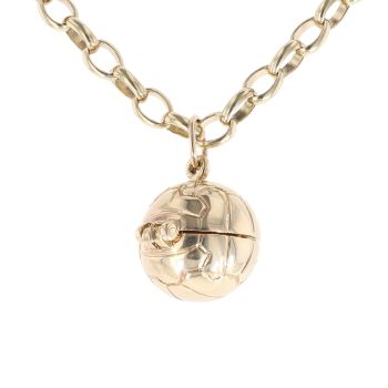 9ct Yellow Gold Football Pendant and Belcher Chain 22"