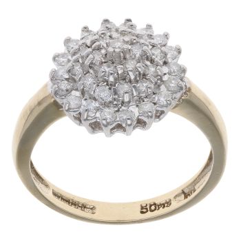 9ct Yellow Gold 0.50ct Brilliant Cut Diamond Cluster Ring