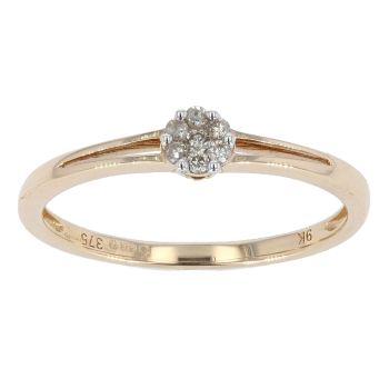 9ct Yellow Gold 0.08ct Diamond Cluster Ring by Anya Belle