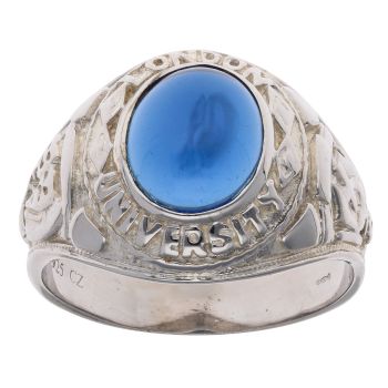 Silver Blue Gemstone College Ring