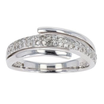 9ct White Gold 0.29ct Diamond Crossover Ring by Anya Belle