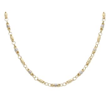 14ct Yellow and White Gold Greek Key Fancy Chain 24"