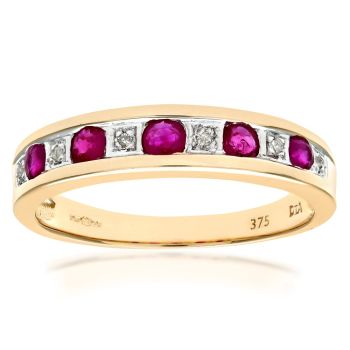 9ct Yellow Gold Ruby and Diamond Eternity Ring