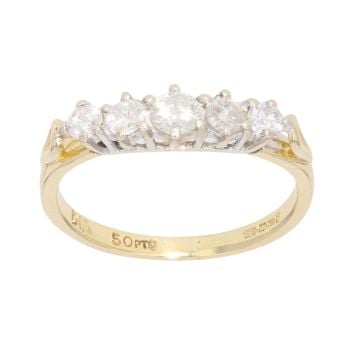 18ct Yellow Gold 0.50ct Five Stone Diamond Ring
