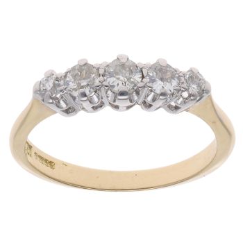 18ct Yellow Gold 0.50ct Brilliant Cut Diamond Five Stone Ring