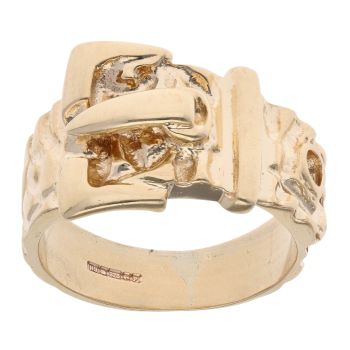 9ct Yellow Gold Patterned Buckle Ring