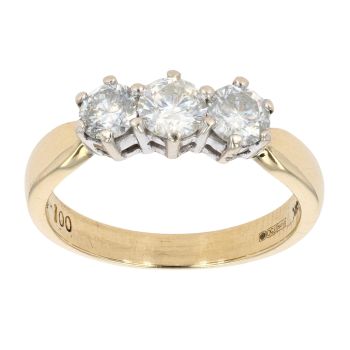 18ct Yellow Gold 1.00ct Diamond Trilogy Ring