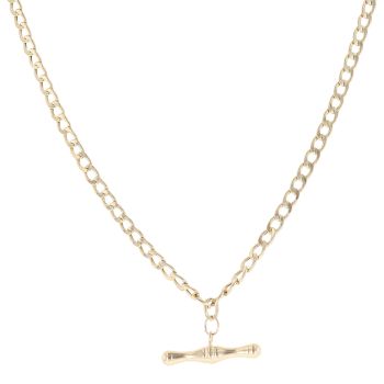 9ct Yellow Gold Curb T-Bar Chain 18"