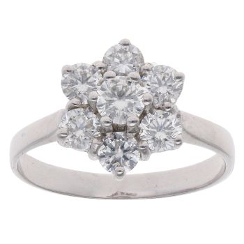 18ct White Gold 1.15ct Brilliant Cut Diamond Cluster Ring