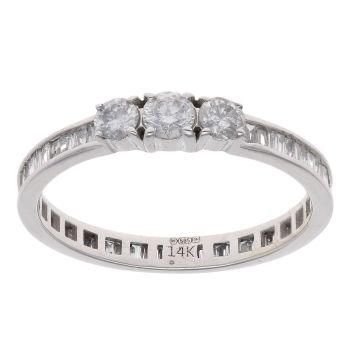 14ct White Gold 1.00ct Diamond Trilogy Ring