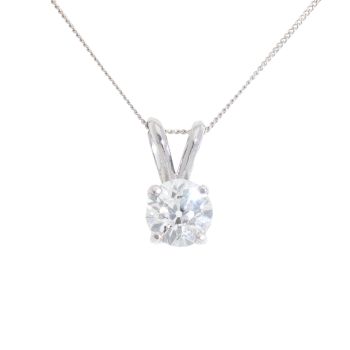 18ct White Gold 1.00ct Diamond Solitaire Pendant And Chain 18"