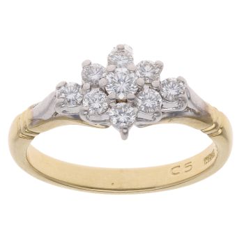 18ct Yellow Gold 0.45ct Brilliant Cut Diamond Cluster Ring