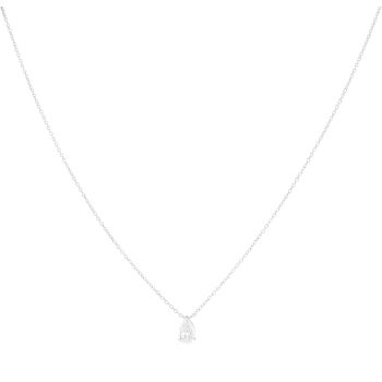 9ct White Gold 0.50ct Lab Grown Pear Cut Diamond Solitaire Pendant and Chain 18"