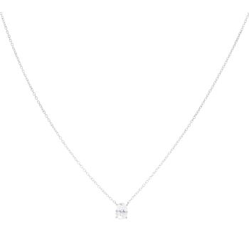 9ct White Gold 0.50ct Lab Grown Oval Cut Diamond Solitaire Pendant & Chain 18"