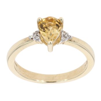 9ct Yellow Gold Created Citrine and Diamond Dress Ring
