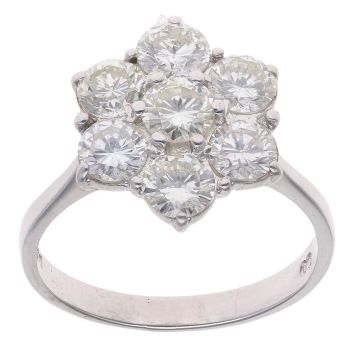 18ct White Gold 2.25cts Diamond Daisy Cluster Ring