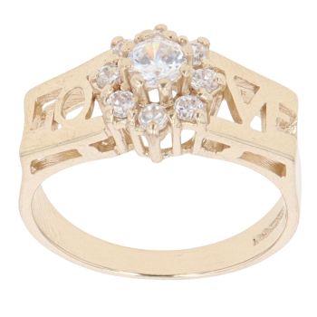 9ct Yellow Gold 'Love' Cubic Zirconia Cluster Ring