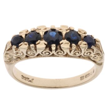 9ct Yellow Gold Five Stone Sapphire Ring