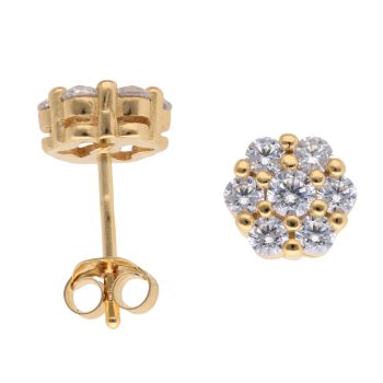 Gold Plated Silver Cubic Zirconia Cluster Stud Earrings