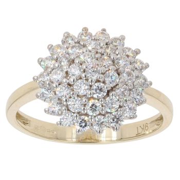 9ct Yellow Gold Cubic Zirconia Cluster Ring
