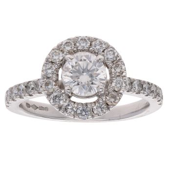 Platinum 1.25ct Diamond Halo Cluster Ring