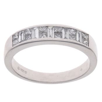 18ct White Gold 0.55ct Princess And Baguette Diamond Ring