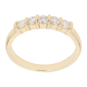 18ct Yellow Gold 0.50ct Brilliant Cut Diamond Five Stone Ring