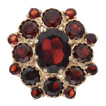 9ct Yellow Gold Garnet Cluster Ring
