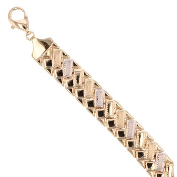 14ct Yellow And White Gold Plaited Bracelet 7.5"