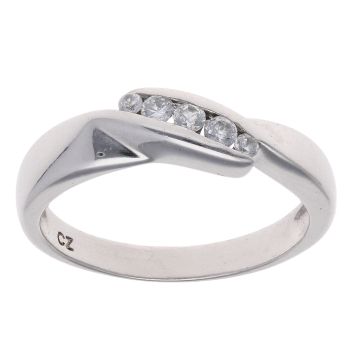 9ct White Gold Five Stone Cubic Zirconia Ring