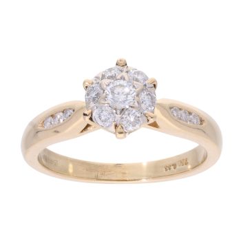 18ct Yellow Gold 0.33ct Diamond Cluster Ring