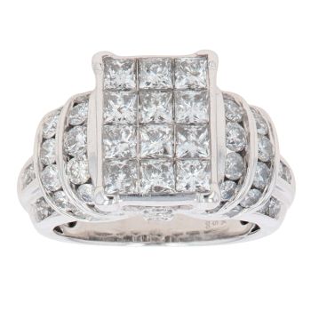 18ct White Gold 3.00cts Diamond Cluster Ring