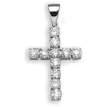 18 Carat White Gold 2ct Diamond Cross