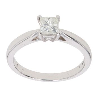 18ct White Gold 0.40ct Princess Cut Diamond Solitaire Ring