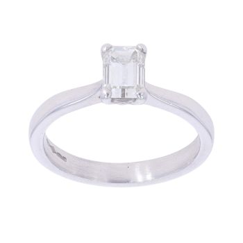 Platinum 0.75ct Emerald Cut Diamond Solitaire Ring
