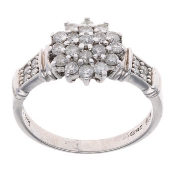 9ct White Gold 0.50ct Brilliant Cut Diamond Cluster Ring