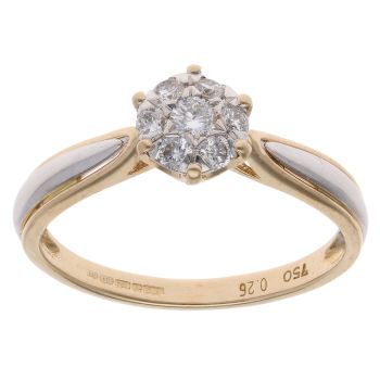18ct Yellow And White Gold 0.26ct Brilliant Cut Diamond Cluster Ring