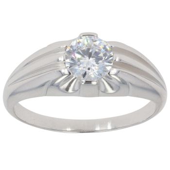 Silver Cubic Zirconia Signet Ring By Icesia