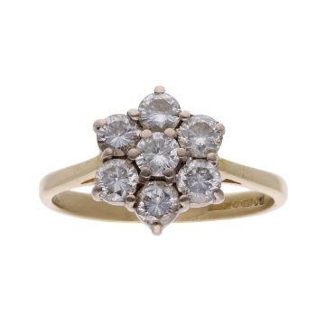 18ct Yellow Gold 1.00ct Diamond Cluster Ring