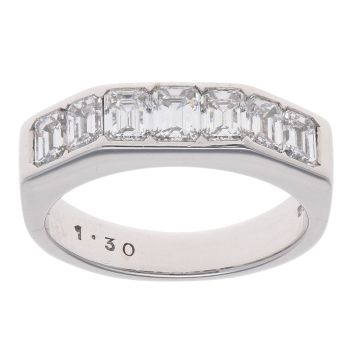 18ct White Gold 1.30ct Emerald Cut Diamond Half Eternity Ring