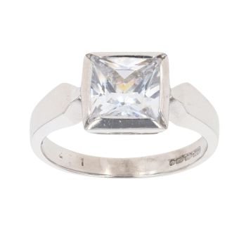 9ct White Gold Cubic Zirconia Single Stone Ring