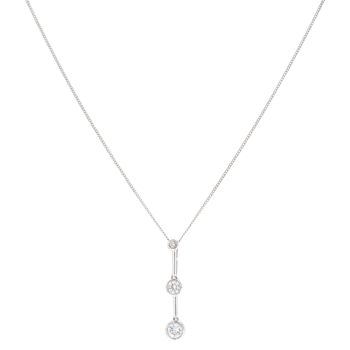 9ct White Gold Cubic Zirconia Drop Pendant and Chain 18"