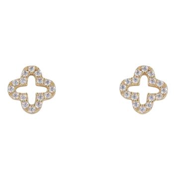 9ct Yellow Gold Cubic Zirconia Openwork Petal Stud Earrings
