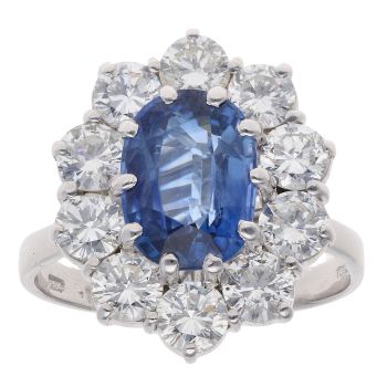 18ct White Gold 2.50ct Diamond and Sapphire Cluster Ring