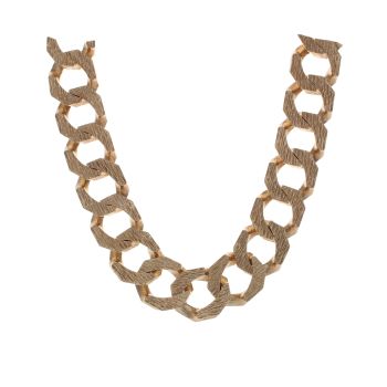 9ct Yellow Gold Heavyweight Textured Curb Chain 34"